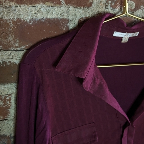 Skies are Blue XL Maroon Collared Tunic Shirt w/ Roll Up Sleeves‎ - Picture 2 of 10